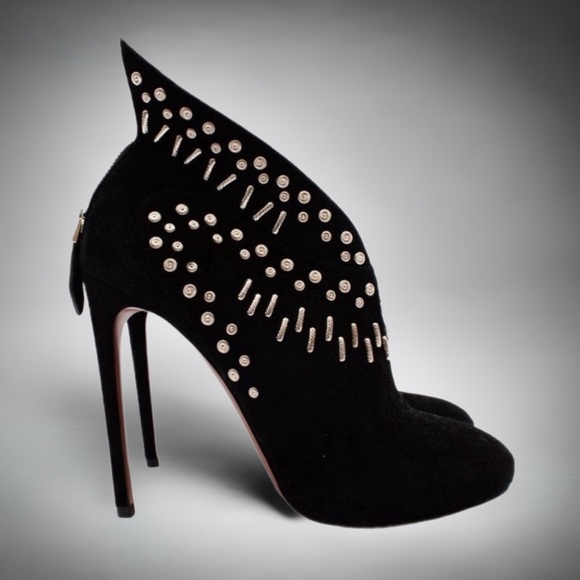 Alaia Black Studded Suede Ankle Booties - Size 37.5 👠 - Picture 4 of 8